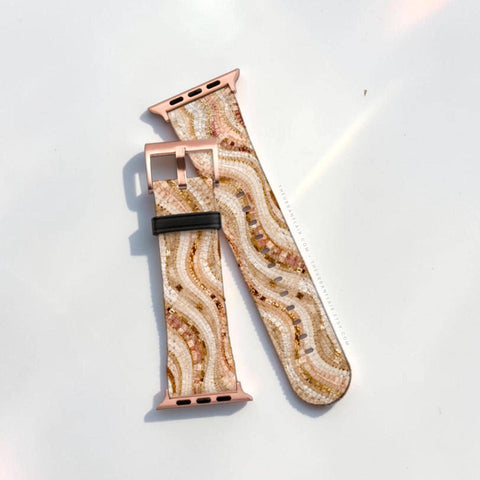 Rose Gold Mosaic Print Apple Watch Band - Fits All Series (SE, Ultra 3) & Sizes 38/40/41, 42/44/45/46, 49mm - iWatch Strap For Women (Feat)