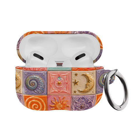 Nautical Whimsy Tiles AirPods Case - Hard Cover For Generation 1 & 2 AirPods and AirPods Pro