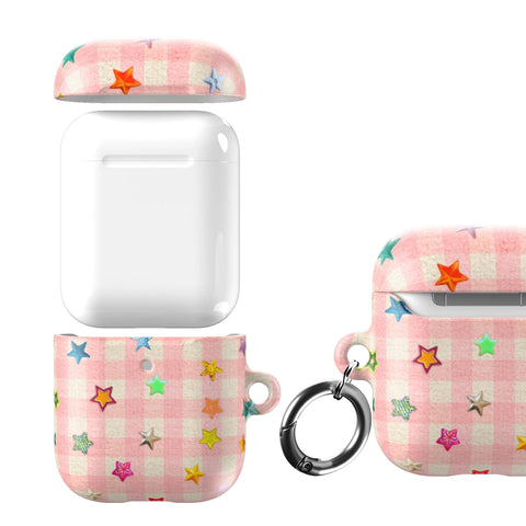Baby Pink Plaid Star Confetti AirPods Case for AirPods Pro and AirPods 1st/2nd Gen - The Urban Flair (Feat)