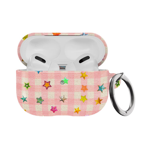 Baby Pink Plaid Star Confetti AirPods Case for AirPods Pro and AirPods 1st/2nd Gen - The Urban Flair (Feat)