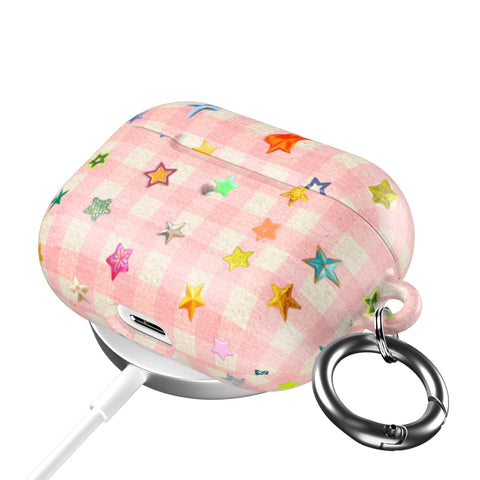 Baby Pink Plaid Star Confetti AirPods Case for AirPods Pro and AirPods 1st/2nd Gen - The Urban Flair (Feat)
