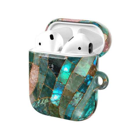 Teal Stained Glass Mosaic Print AirPods Case - The Urban Flair (Feat)