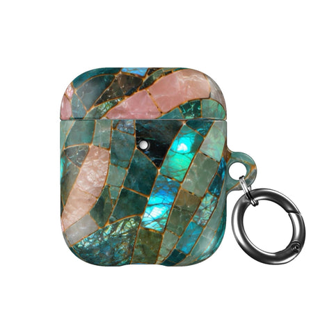 Teal Stained Glass Mosaic Print AirPods Case - The Urban Flair (Feat)