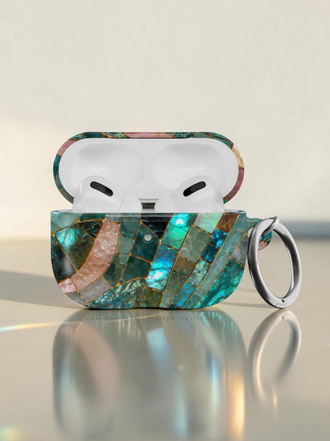 Teal Stained Glass Mosaic Print AirPods Case for AirPods Pro and AirPods 1st/2nd Gen - The Urban Flair (Feat)