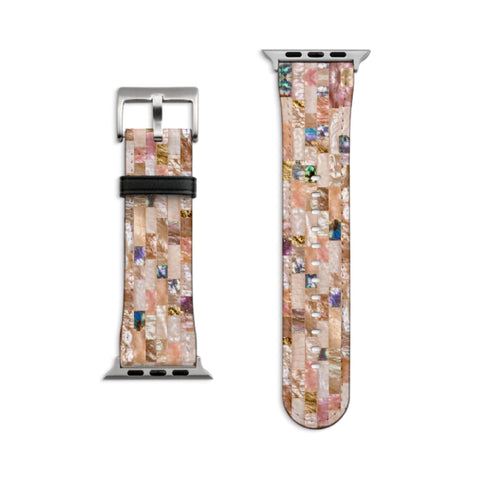 Rose Gold Abalone Shell Print Apple Watch Band - Matte Silver