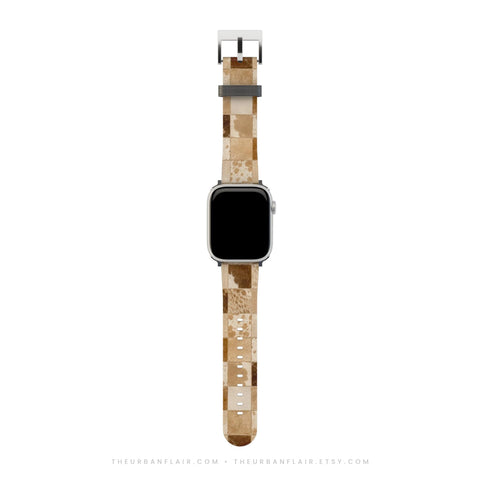 Y2K Blonde Cow Print Apple Watch Band - premium vegan leather printed strap (Feat)