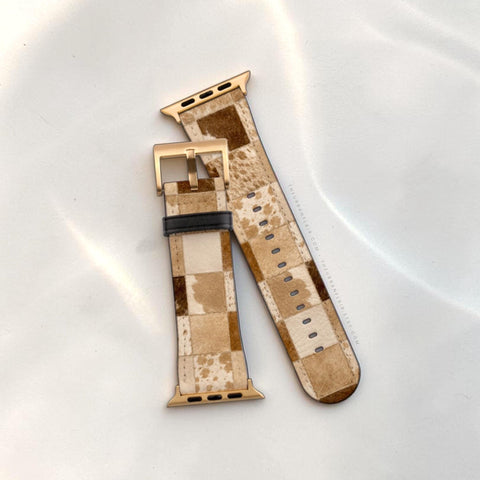 Y2K Blonde Cow Print Apple Watch Band - premium vegan leather printed strap (Feat)
