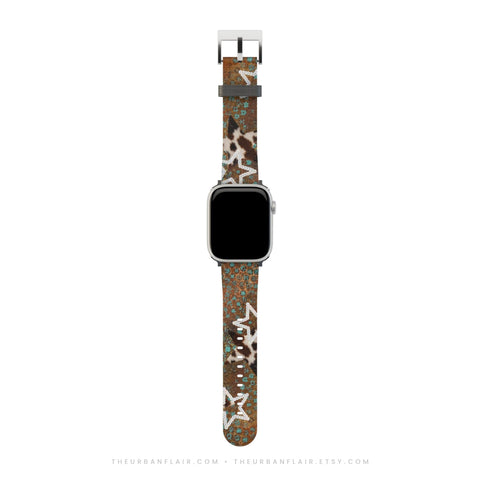Boho Cowgirl Apple Watch Band - premium vegan leather printed strap (Feat)