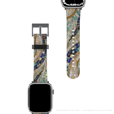 Sea Goddess Mosaic Print Apple Watch Band - premium vegan leather printed strap (Feat)