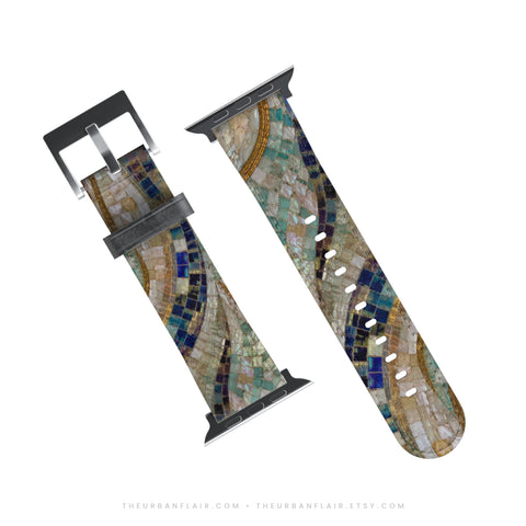 Sea Goddess Mosaic Print Apple Watch Band - premium vegan leather printed strap (Feat)