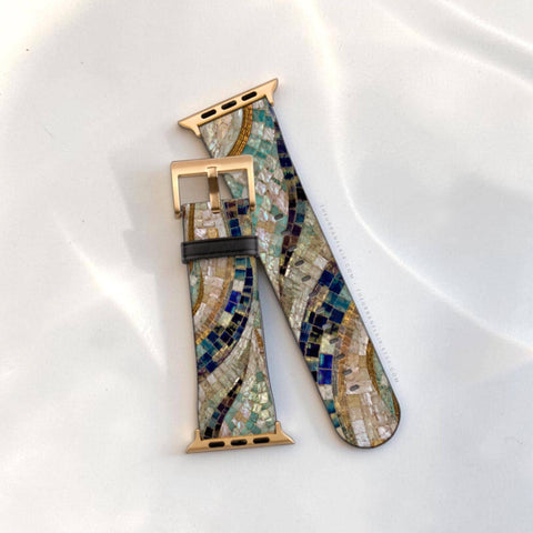 Sea Goddess Mosaic Print Apple Watch Band - premium vegan leather printed strap (Feat)