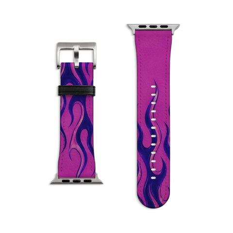 Y2K Purple Flames Apple Watch Band - Fits All iWatch Series - Sizes 38/40/42/44mm - Womens Vegan Leather Strap
