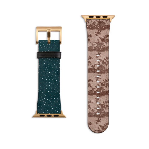 Lace & Tiny Dots Split Apple Watch Band - Fits All iWatch Series - Sizes 38/40/42/44mm - Womens Vegan Leather Strap
