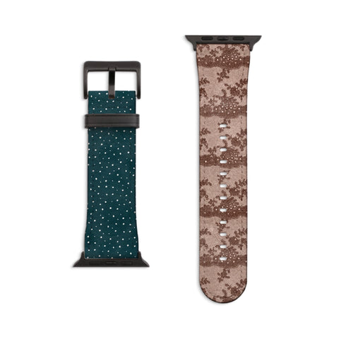 Lace & Tiny Dots Split Apple Watch Band - Fits All iWatch Series - Sizes 38/40/42/44mm - Womens Vegan Leather Strap