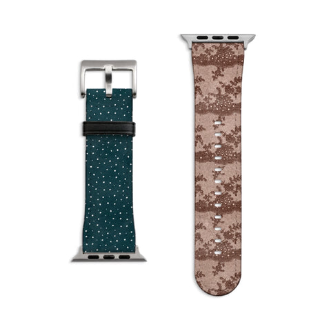 Lace & Tiny Dots Split Apple Watch Band - Fits All iWatch Series - Sizes 38/40/42/44mm - Womens Vegan Leather Strap