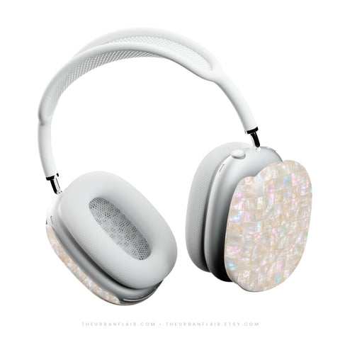Opal Mother of Pearl Tile Print AirPods Max Case | Protective Snap-On Air Pods Max 2 Cover For Women