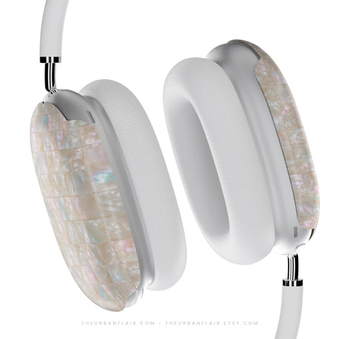 Opal Mother of Pearl Tile Print AirPods Max Case | Protective Snap-On Air Pods Max 2 Cover For Women