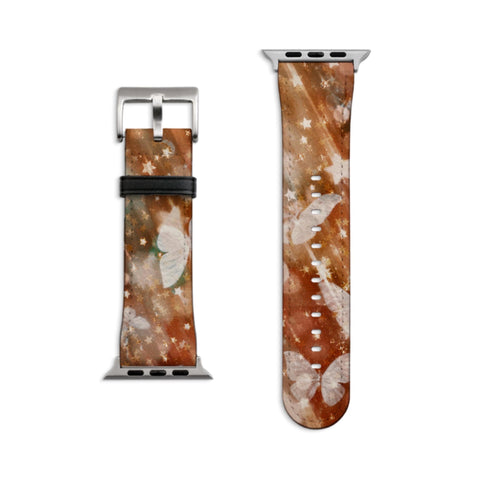Terracotta Butterfly Apple Watch Band - Matte Silver