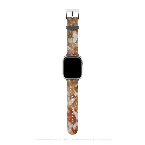 Terracotta Butterfly Apple Watch Band - premium vegan leather printed strap (Feat)
