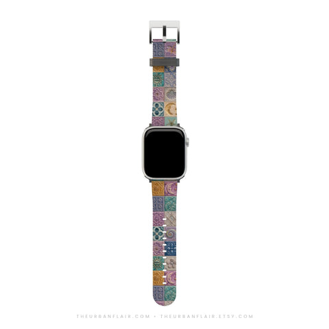Whimsical Fairy Tile Apple Watch Band - premium vegan leather printed strap (Feat)