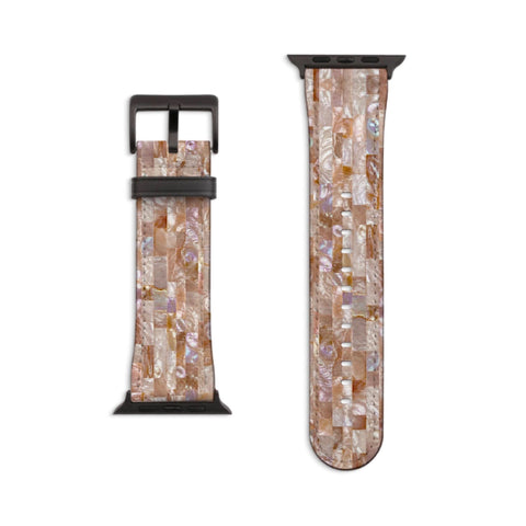 Rose Gold Seashell Print Apple Watch Band - Fits All Series (SE, Ultra 3) & Sizes 38/40/41, 42/44/45/46, 49mm - iWatch Strap For Women