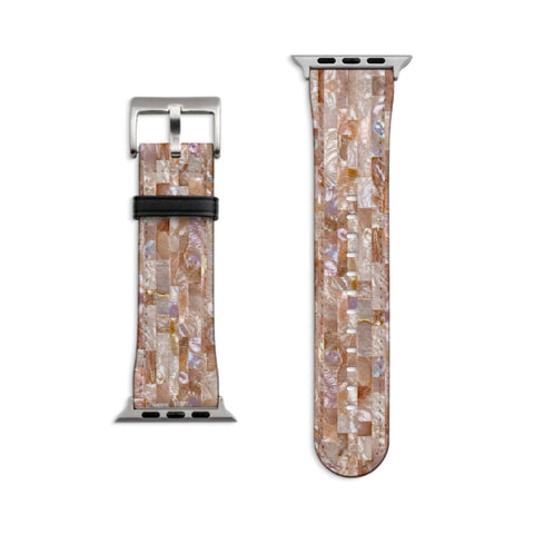 Rose Gold Seashell Print Apple Watch Band - Fits All Series (SE, Ultra 3) & Sizes 38/40/41, 42/44/45/46, 49mm - iWatch Strap For Women