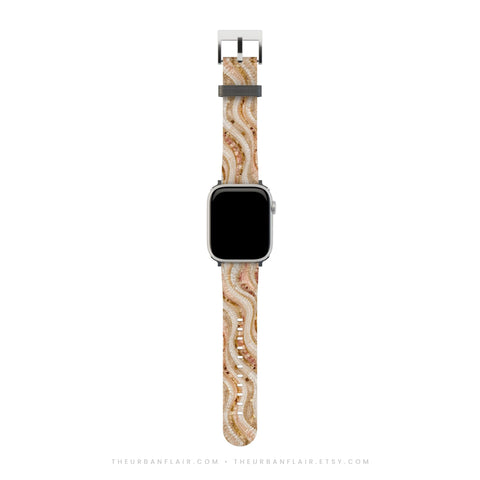 Rose Gold Mosaic Print Apple Watch Band - Fits All Series (SE, Ultra 3) & Sizes 38/40/41, 42/44/45/46, 49mm - iWatch Strap For Women (Feat)
