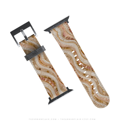 Rose Gold Mosaic Print Apple Watch Band - Fits All Series (SE, Ultra 3) & Sizes 38/40/41, 42/44/45/46, 49mm - iWatch Strap For Women (Feat)