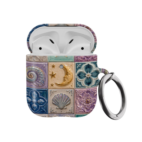 Mermaid Whimsy Tiles AirPods Case - Hard Cover For Generation 1 & 2 AirPods and AirPods Pro