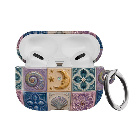 Mermaid Whimsy Tiles AirPods Case - Hard Cover For Generation 1 & 2 AirPods and AirPods Pro