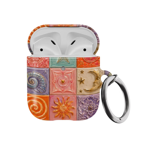 Nautical Whimsy Tiles AirPods Case - Hard Cover For Generation 1 & 2 AirPods and AirPods Pro