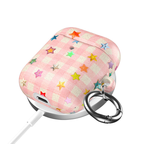 Baby Pink Plaid Star Confetti AirPods Case for AirPods Pro and AirPods 1st/2nd Gen - The Urban Flair (Feat)
