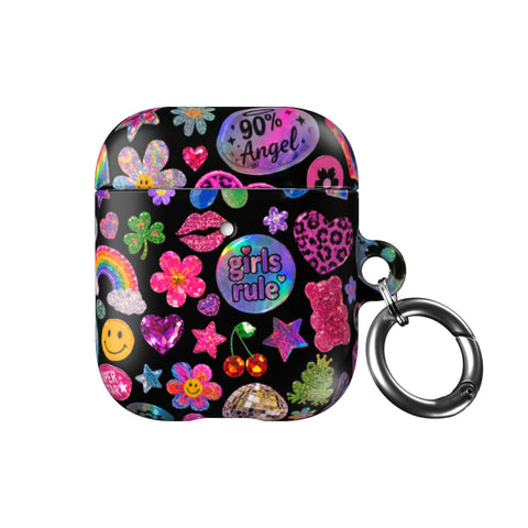 Black Y2K Stickers Print AirPods Case - The Urban Flair (Feat)