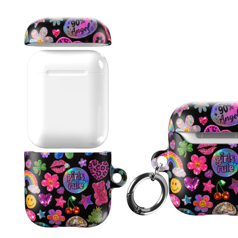 Black Y2K Stickers Print AirPods Case - The Urban Flair (Feat)