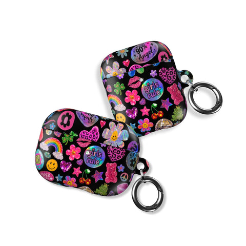 Black Y2K Stickers Print AirPods Case - The Urban Flair (Feat)