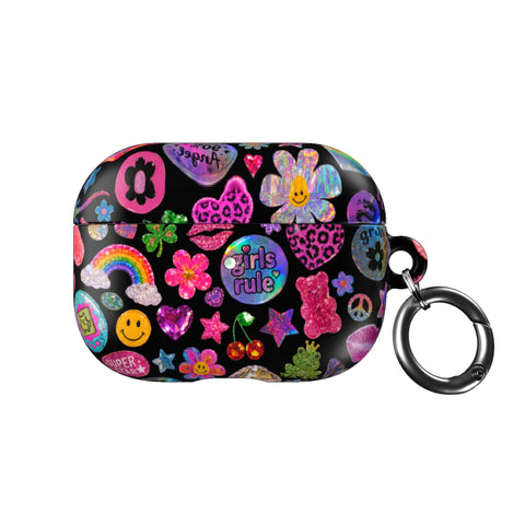 Black Y2K Stickers Print AirPods Case - The Urban Flair (Feat)