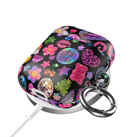 Black Y2K Stickers Print AirPods Case - The Urban Flair (Feat)