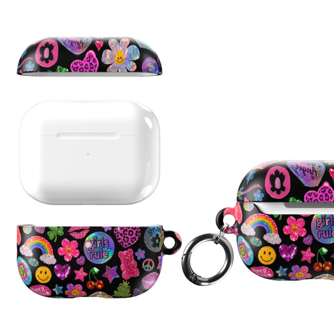Black Y2K Stickers Print AirPods Case - The Urban Flair (Feat)
