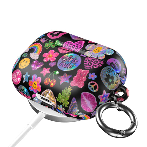 Black Y2K Stickers Print AirPods Case - The Urban Flair (Feat)