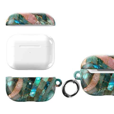 Teal Stained Glass Mosaic Print AirPods Case - The Urban Flair (Feat)