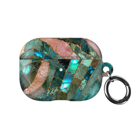 Teal Stained Glass Mosaic Print AirPods Case - The Urban Flair (Feat)