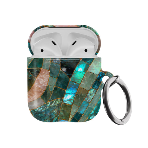 Teal Stained Glass Mosaic Print Original AirPods 1 & 2 Case - The Urban Flair