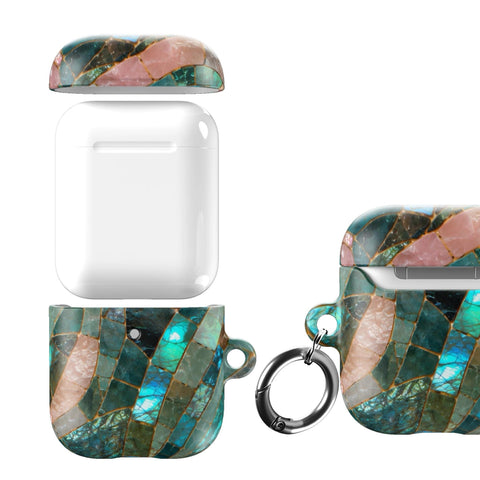Teal Stained Glass Mosaic Print AirPods Case - The Urban Flair (Feat)