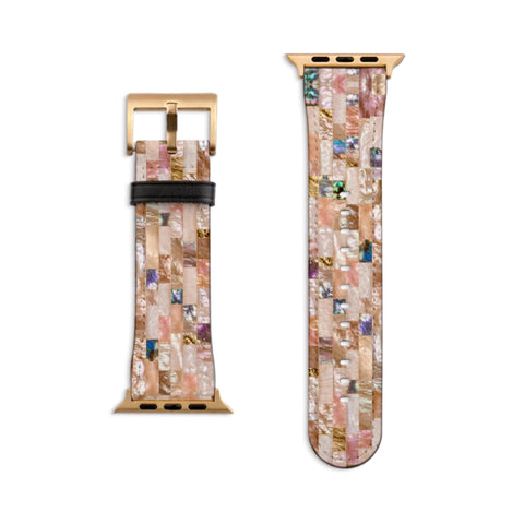 Rose Gold Abalone Shell Print Apple Watch Band - Matte Gold