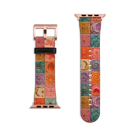 Nautical Whimsy Tiles Apple Watch Band - Matte Rose Gold