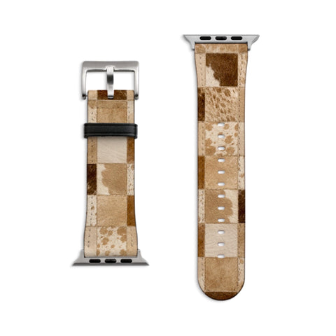 Y2K Blonde Cow Print Apple Watch Band - Matte Silver
