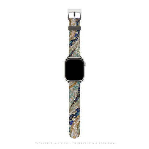 Sea Goddess Mosaic Print Apple Watch Band - premium vegan leather printed strap (Feat)