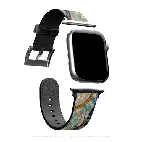 Sea Goddess Mosaic Print Apple Watch Band - premium vegan leather printed strap (Feat)