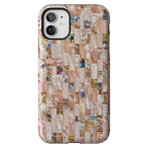 Rose Gold Abalone Shell Print Tough Phone Case for iPhone 11