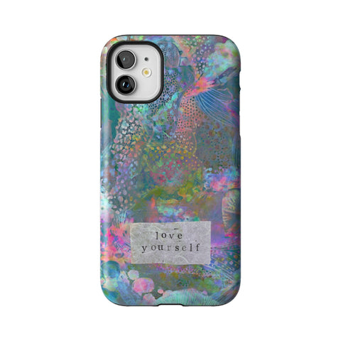 Love Yourself Pastel Abstract Art Tough Phone Case for iPhone 11